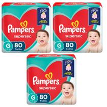 Kit Fraldas Pampers Supersec Jumbo Tam. G - 240 Tiras - ATACADO BARATO