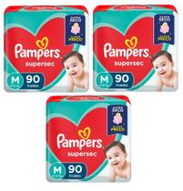 Kit Fraldas Pampers Supersec (Jumbo) - Tam M - 270 Tiras - OFERTA