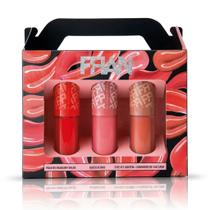 Kit Fran Glosslicious Franciny Ehlke 3 Gloss Labial Cherry Juicy Cookie Lips Ultra Brilho 3D Vegano Hidratante Kit Fran Glosslicious Franciny Ehlke 3 Gloss Labial Cherry Juicy Cookie Lips Ultra Brilho 3D Vegano Hidratante