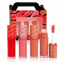 Kit Fran Glosslicious Franciny Ehlke 3 Gloss Nude Rosa e Vermelho