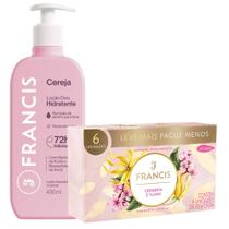 Kit Francis Loção Hidratante Cereja 400ml + 6 Sabonetes em Barra Cerejeira e Ylang 90g