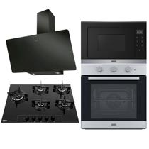 Kit franke coifa de parede evo black 90cm, cooktop a gás 14638, forno elétrico de embutir 71l e forno microondas 220v