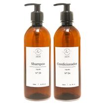 Kit Frasco Ambar 2Pçs Shampoo Condicionador Banheiro Minimalista 500Ml Kit Frasco Ambar 2Pçs Shampoo Condicionador Banheiro Minimalista 500Ml