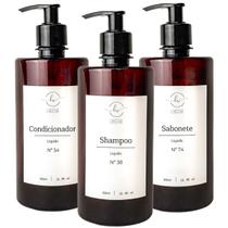 Kit Frasco Âmbar Dispenser Organizador Refil Banheiro 500ml Kit Frasco Âmbar Dispenser Organizador Refil Banheiro 500ml