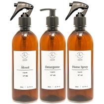 Kit Frasco Ambar Minimalista Recipiente Dispenser Refil Luxo Kit Frasco Ambar Minimalista Recipiente Dispenser Refil Luxo