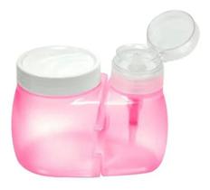 Kit Frasco Dosador Pump E Porta Algodao Para Manicure