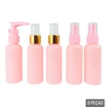 KIT Frasco Para Viagem de Plástico 5 Peças Color - Tudo em Caixa KIT Frasco Para Viagem de Plástico 5 Peças Color - Tudo em Caixa