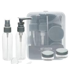 Kit Frasco Plastico Viagem Compacto e Completo - 9 Peças