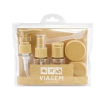 Kit Frascos para Viagem Jacki Design 7 Peças Bege Akm20903 Kit Frascos para Viagem Jacki Design 7 Peças Bege Akm20903