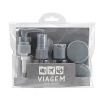 Kit Frascos para Viagem Jacki Design 7 Peças Cinza Akm20903 Kit Frascos para Viagem Jacki Design 7 Peças Cinza Akm20903