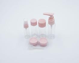 Kit frascos para viagem rosa e transparente - DD Group