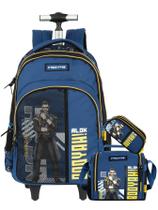 kit Free Fire Mochila 2em1 Costas Rodas + Lancheira + Estojo