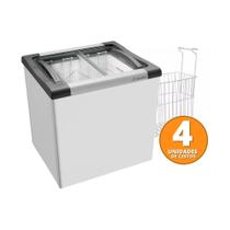 Kit - Freezer Horizontal Tampa De Vidro 144 Litros Nf20 - Metalfrio 220v + 4 Cestos Nextgen Branco Kit - Freezer Horizontal Tampa De Vidro 144 Litros Nf20 - Metalfrio 220v + 4 Cestos Nextgen Branco