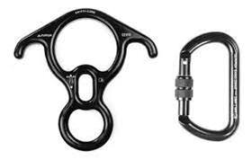 Kit Freio 8 com orelhas e mosquetão oval para corda de 10 à 12mm para bloqueio manual e segurança - Qualitifix