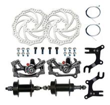 Kit Freio A Disco Bike Cubos Aço 36f + Adaptadores De Pinça