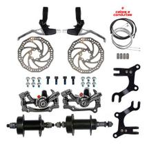 Kit Freio A Disco Com Cubos Cabos Manete Adaptador De Pinça Kit Freio A Disco Com Cubos Cabos Manete Adaptador De Pinça