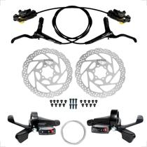 Kit Freio À Disco Hidráulico Completo Bike MTB + Trocador Rapid Fire 21v / 24v