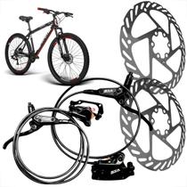 Kit Freio a Disco Hidráulico GTA Dianteiro e Traseiro com Par de Rotores para Bicicleta Kit Freio a Disco Hidráulico GTA Dianteiro e Traseiro com Par de Rotores para Bicicleta