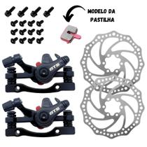 Kit Freio a Disco Mecânico 160mm Dianteiro e Traseiro com Discos e Parafusos para Bicicleta