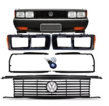 Kit Frente Passat De 83 A 88 Friso Moldura Farol + Emblema