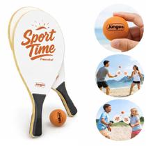 Kit frescobol 2 raquetes madeira tenis praia bolinha beach tennis esporte campo ergonomica