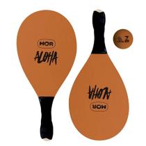 Kit Frescobol Mor Aloha De Madeira Revestida com 2 Raquetes e 1 Bola