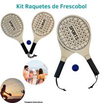 Kit Frescobol Praia 2 Raquetes e 1 Bolinha Borracha - Cumaru