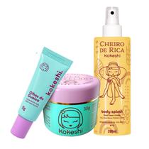 Kit Frescor Hidratação Kokeshi Pele de Porcelana Olhos Gueixa Cheiro Rica N2 Floral Fresco Frutado