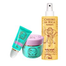 Kit Frescor Hidratação Kokeshi Pele de Porcelana Olhos Gueixa Cheiro Rica N2 Floral Fresco Frutado
