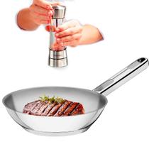 Kit Frigideira 24cm Tramontina Allegra em Aço Inox e Indução com Moedor Sal Pimenta Tramontina Inox Kit Frigideira 24cm Tramontina Allegra em Aço Inox e Indução com Moedor Sal Pimenta Tramontina Inox