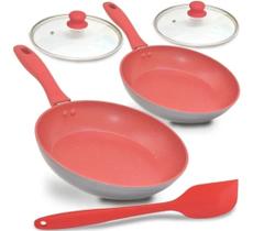 Kit Frigideira Antiaderente Cerâmica Premium 20 E 24cm Tampa 2 peças