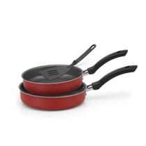 Kit Frigideira Antiaderente Reta Com Espátula - Vermelho
