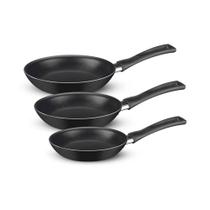 Kit Frigideira Antiaderentes Rochedo Basic Com 3 Peças Preto