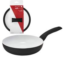 Kit Frigideira Cerâmica 22cm Preta Com Tampa Vidro - Hercules