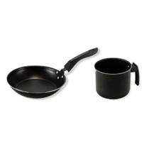 Kit Frigideira Francesa e Caneco Preto Alumi-Aço Linha Premium J4TECH Alumínio Antiaderente Teflon Ultra Resistente