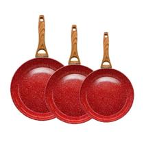 Kit Frigideira Nano Cerâmica Marmorizada Sem Óleo 20 22 24Cm Kit Frigideira Nano Cerâmica Marmorizada Sem Óleo 20 22 24Cm