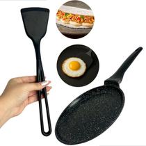 Kit Frigideira Profissional Antiaderente 24cm Espátula Silicone Preta para Cozinha Prática Kit Frigideira Profissional Antiaderente 24cm Espátula Silicone Preta para Cozinha Prática