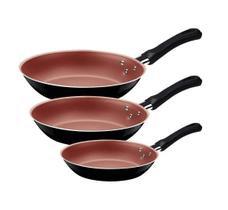 Kit Frigideira Tramontina Caribe Antiaderente Starflon Max 3 Peças Preto