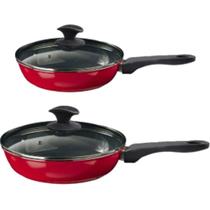 Kit Frigideiras Antiaderente Alumínio Cerâmico 16 e 24CM Vermelho Javali N06 Kit Frigideiras Antiaderente Alumínio Cerâmico 16 e 24CM Vermelho Javali N06