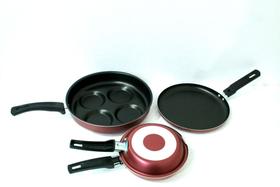 Kit Frigideiras diversas (Frigideira 4 Ovos + Panquequeira 2 Peças +Frigideira para Tapioca)