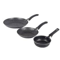 Kit Frigideiras Francesas 18 e 24 e Frigideira Ovo 14 Antiaderente Preto Stone