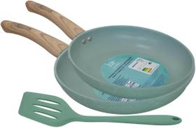 Kit Frigideiras Indução Gás Cerâmica Antiaderente + Espátula