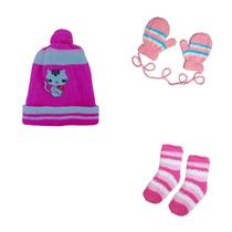 Kit frio inverno infantil1 touca+par de luvas+par de meias