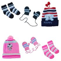 Kit frio inverno infantil1 touca+par de luvas+par de meias