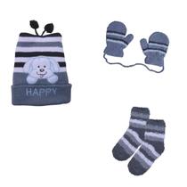 Kit frio inverno infantil1 touca+par de luvas+par de meias