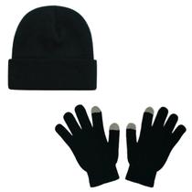 Kit frio inverno touca gorro e par de luvas com touch p/cel