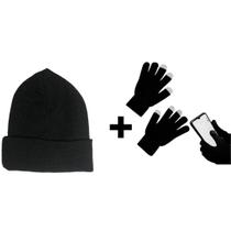 Kit Frio Touca Gorro De Lã Básica E Luva Touch Screen Mexer Celular Tablet Quentinha Inverno Intenso Unissex Adulto