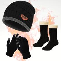 Kit Frio Touca Gorro Forrada Luva E Meia Térmica Unissex Masculino Feminino