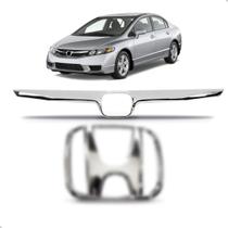 Kit Friso Grade Com Emblema New Civic 2007 A 2008 Cromado