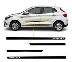 Kit Friso Lateral Central Personalizado Slim Preto Fiat Argo 2017 a 2023 Adesivo Com Escrita